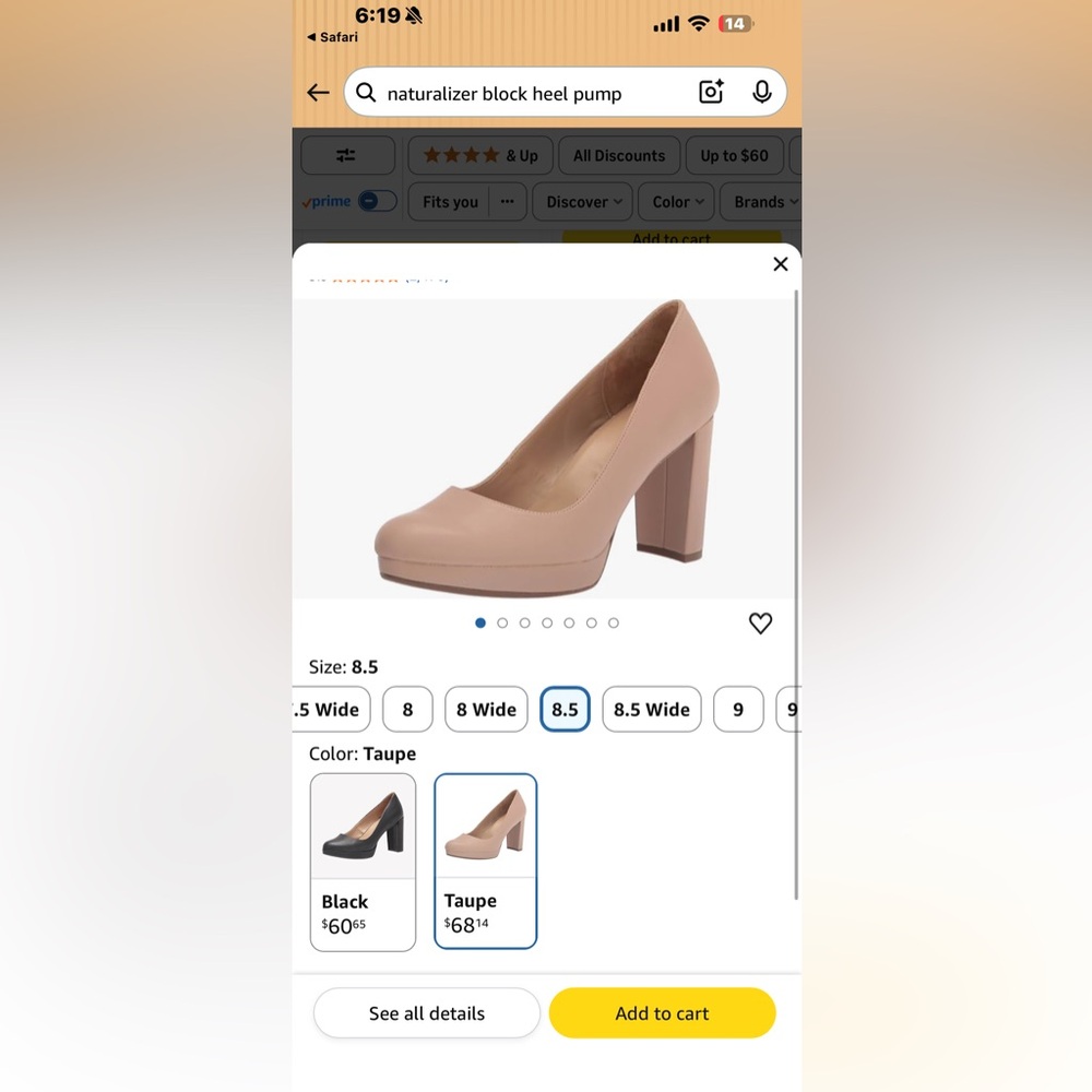 Naturalizer Elegant Taupe Block Heel Pumps